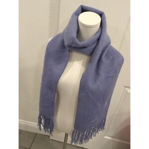 Alpaca Camargo Periwinkle Blue Fuzzy Alpaca Wool Fringed Scarf Made in Peru